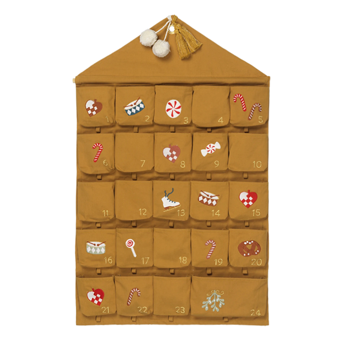 24-Day Advent Calendar with Pockets - Retro