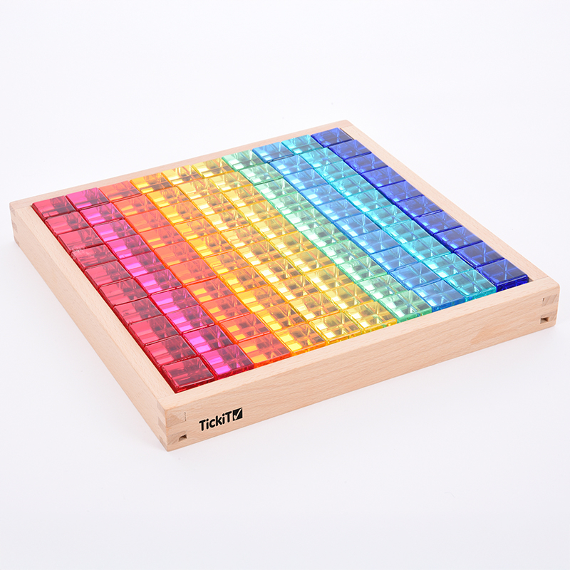 Mirror Tray with Translucent Gem Cubes, 100 pcs