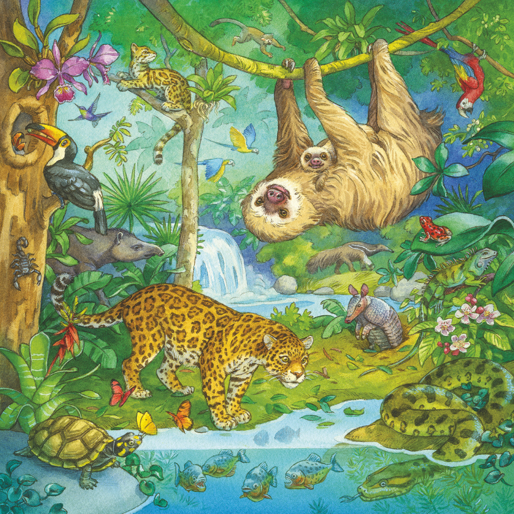 Puzzle with 3 x 49 pcs - Jungle