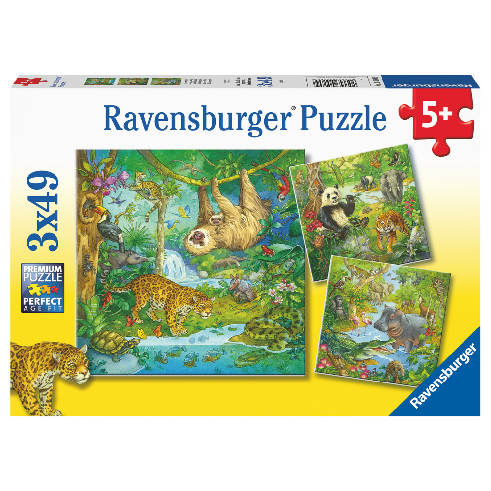 Puzzle with 3 x 49 pcs - Jungle