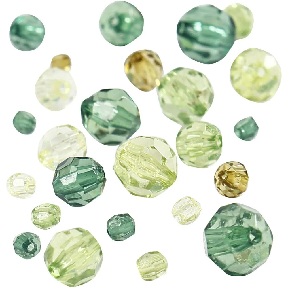 Mixed Faceted Beads 45 gr - Green