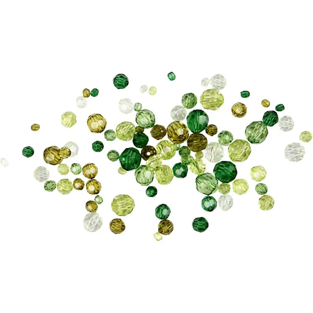 Mixed Faceted Beads 45 gr - Green