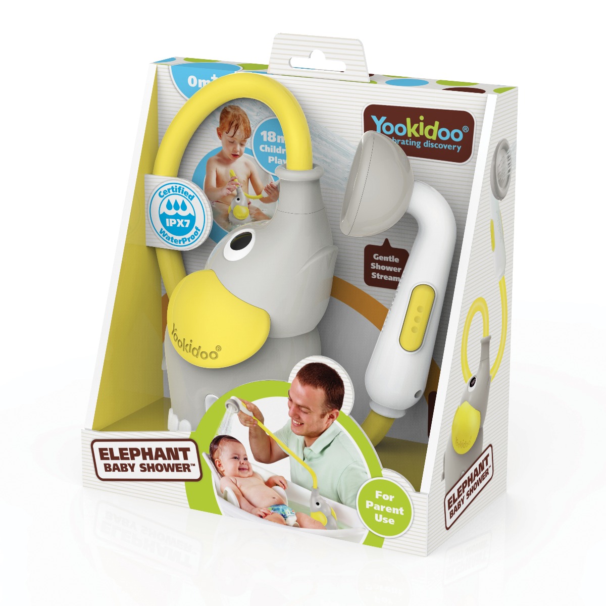 Elephant Battery-Powered Baby Shower Set, Yellow