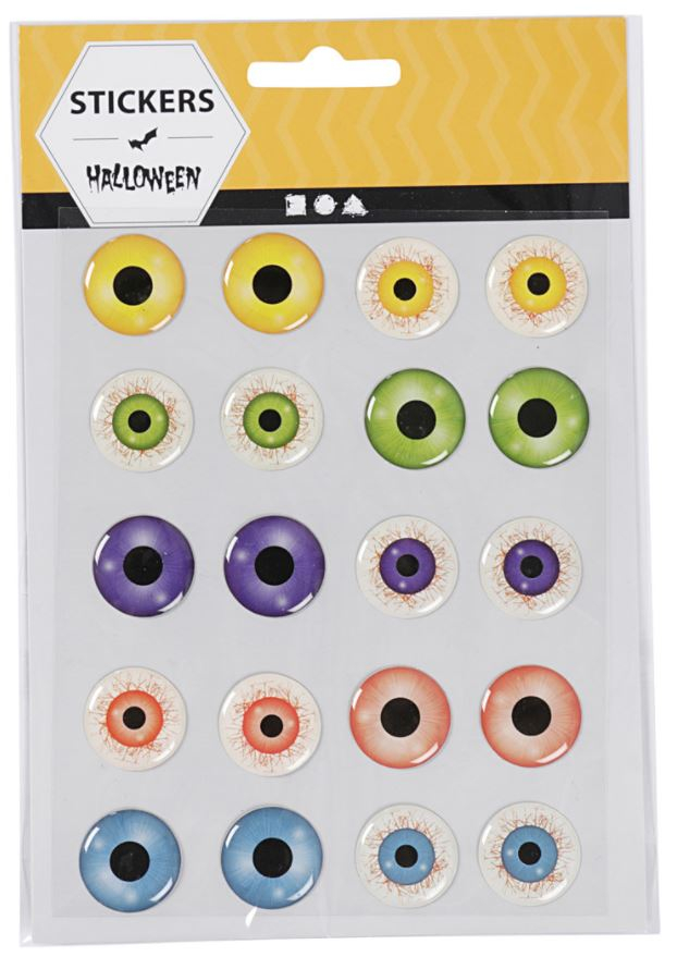 Stickers - 3D Eyeballs Ø20 mm, 1 Sheet