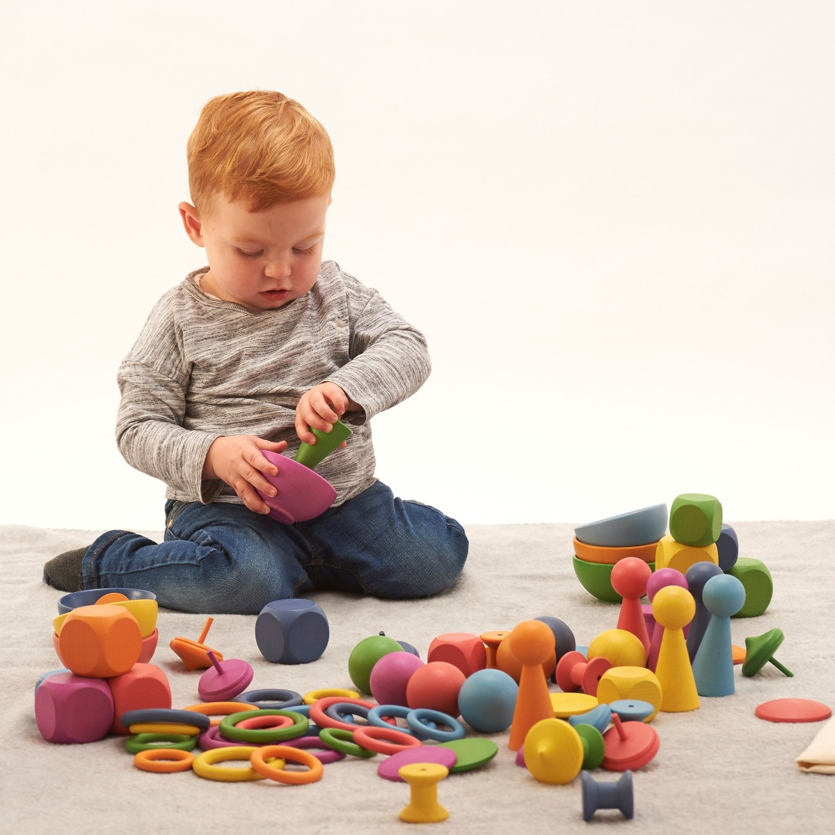 Montessori Rainbow Wooden Super Set, 84 pcs