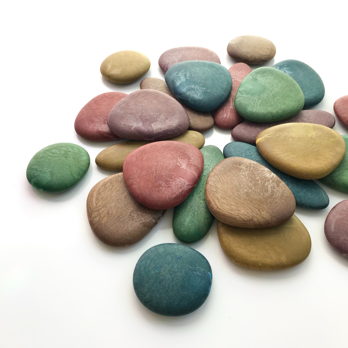 Sensory Rainbow Pebbles w. Activity Cards, 36 pcs
