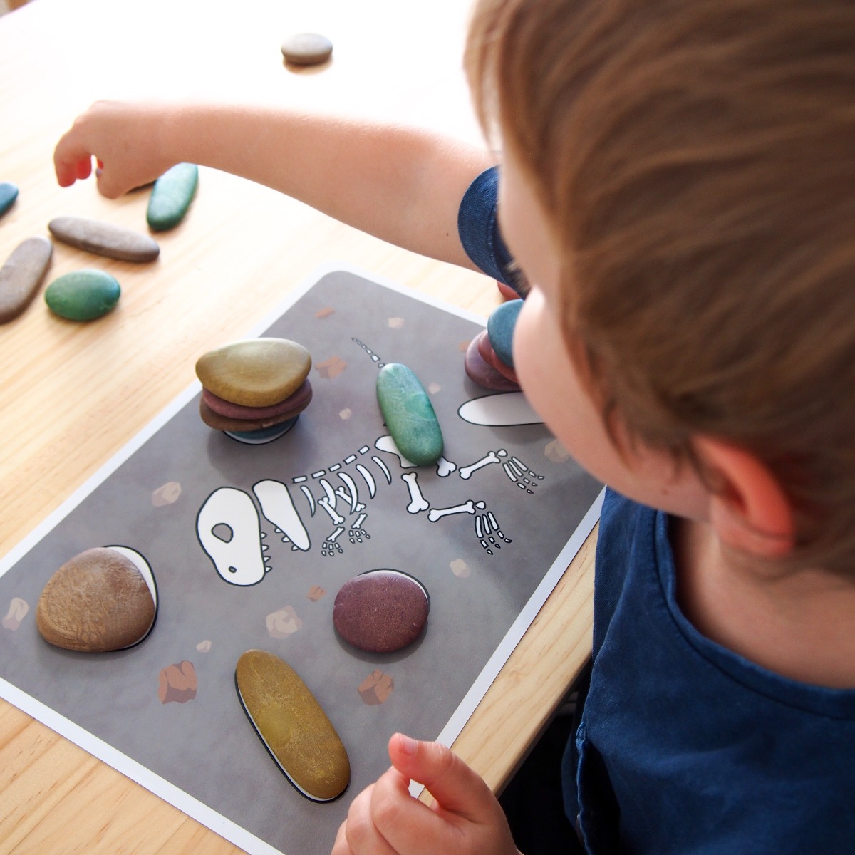 Sensory Rainbow Pebbles w. Activity Cards, 36 pcs