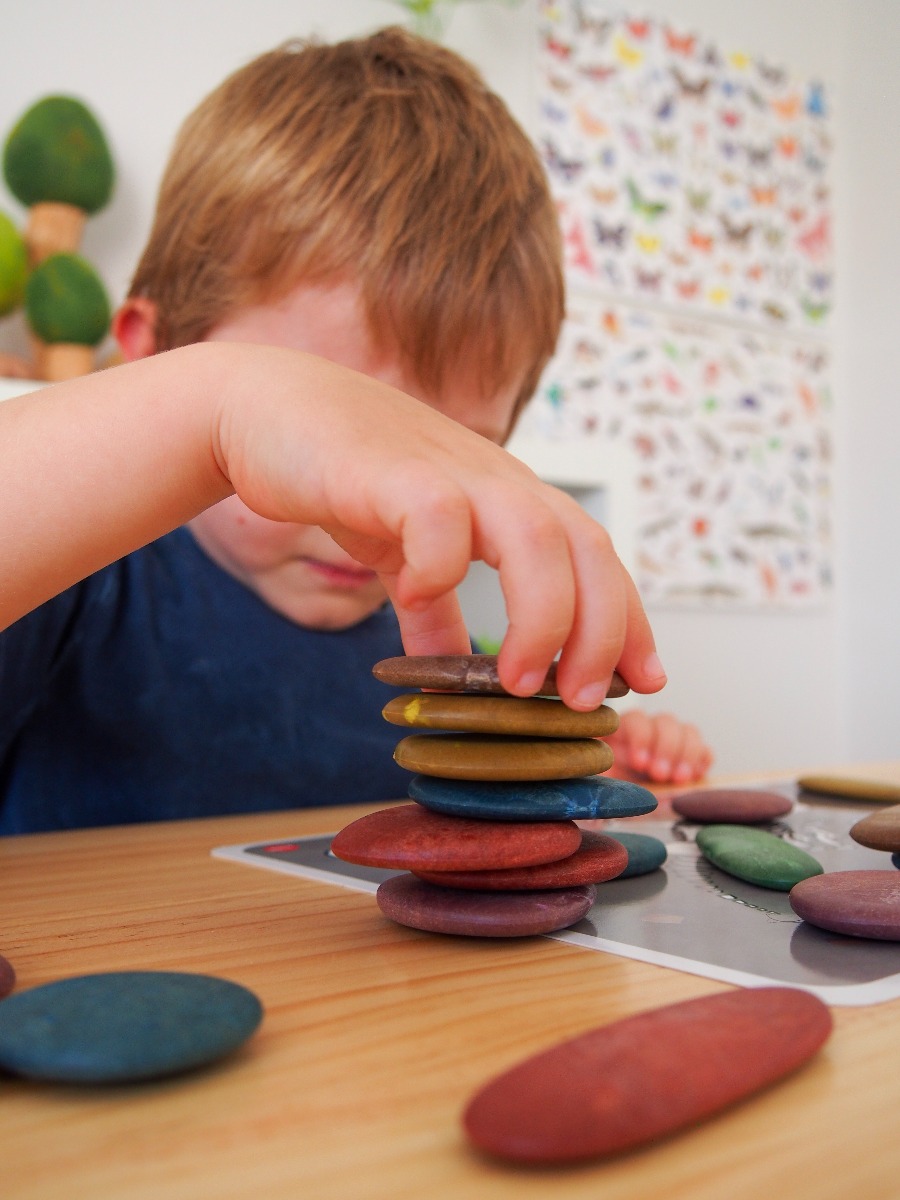 Sensory Rainbow Pebbles w. Activity Cards, 36 pcs