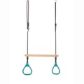 Trapeze Swing with Rings - Turquoise (Black Rope) thumbnail