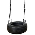 Horizontal Tire Swing with Black Ropes thumbnail