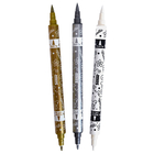 Dual-Tip Markers - Gold/Silver/White, 3 pcs