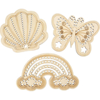 DIY Decoration - Wooden Lacing Shapes, 24 pcs