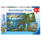 Puzzle with 3 x 49 pcs - Dinosaurs