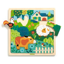 Framed Wooden Puzzle with 15 pcs - Farm
