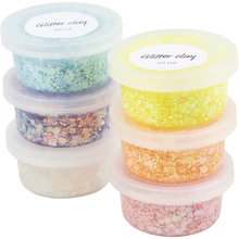 Glitter Clay 6x20 ml - Pastel Colours 