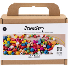 DIY Jewelry Kit w. Wooden Beads - Bright Colours