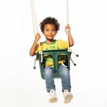 Retro Baby Swing - Dark Green (Beige Rope)