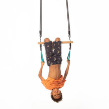 Trapeze Swing with Rings - Turquoise (Black Rope)