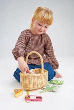 Play Food - Wicker Shopping Basket with Groceries
