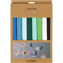 Stretchy Crepe Paper - Blue/Green, 8 Sheets