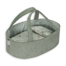 Doll Carry Cot w. Pillow & Blanket - Mint, 35 cm