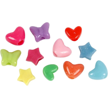 Plastic Beads - Mixed Shapes Hearts/Stars, 65 gr
