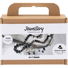 Jewelry Kit - Black Agate Necklace & Earrings 