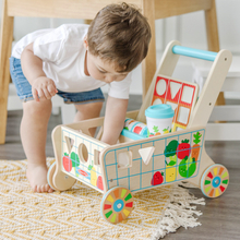 Wooden Shape Sorting Grocery Cart/Walker