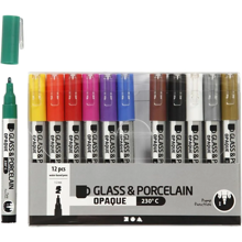 Glass & Porcelain Markers - Opaque, 12 pcs