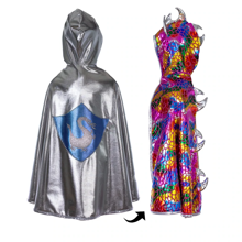 2-in-1 Dragon/Knight Cape, Size 5-6 yrs