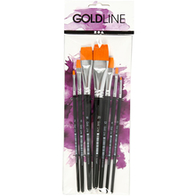 Gold Line Paint Brushes - Flat, 7 pcs