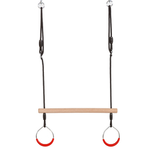 Trapeze Swing w. Metal Rings - Red (Black Rope)