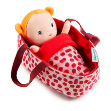 Fabric Doll with Carry Cot, 22 cm - Baby Agathe
