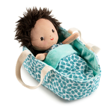 Fabric Doll with Carry Cot, 22 cm - Baby Ari
