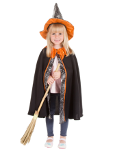 Witch Cape and Hat, Size 3-7 yrs