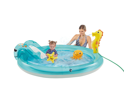 Splash Pool with Garden Hose Attachment & Slide