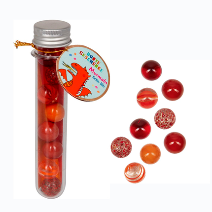 Glass Marbles - Red Dragon, 9 pcs