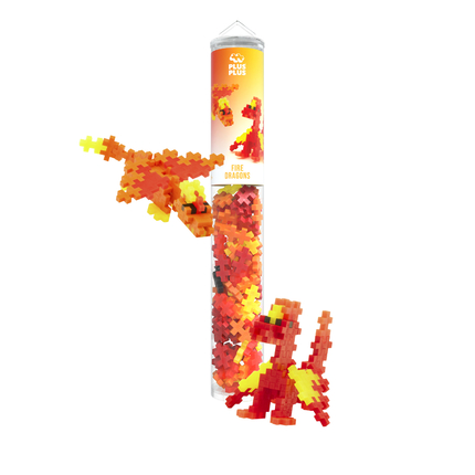 Plus-Plus - Fire Dragons, Tube with 100 pcs