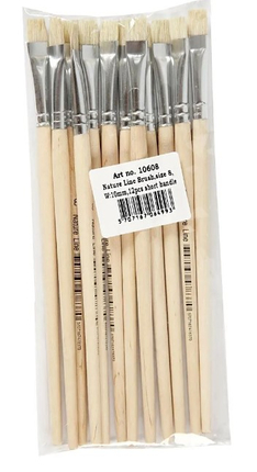 Nature Line Paint Brushes - Flat, 12 pcs