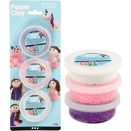 Foam Clay 3x14 gr - Glitter/Metallic Pink