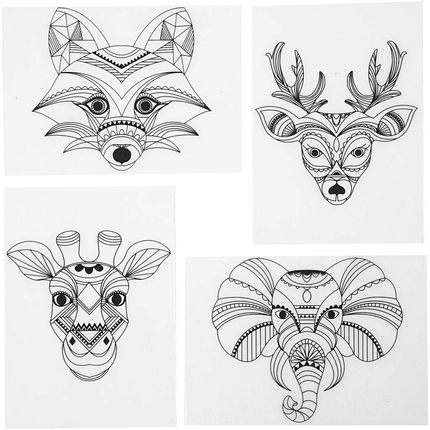 Shrink Plastic with Designs - Animals, 4 sheets