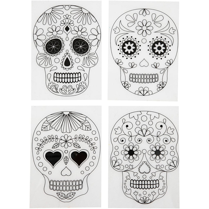 Shrink Plastic with Designs - Skulls, 4 sheets