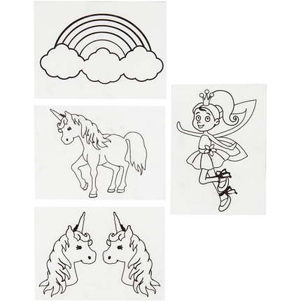 Shrink Plastic with Designs - Unicorns, 4 sheets