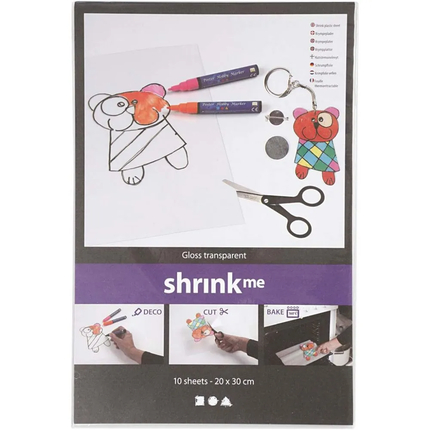 Clear Shrink Plastic 20x30cm - Gloss, 10 pcs