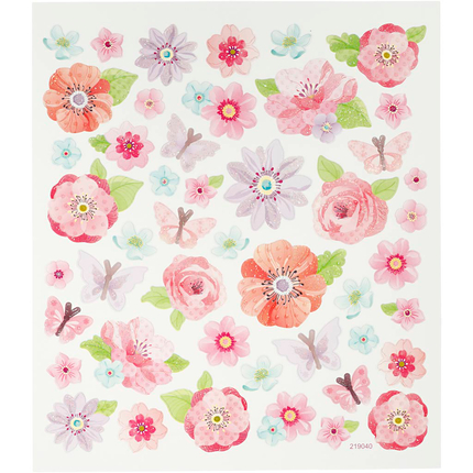 Stickers - Pink/Purple Spring Flowers, 1 Sheet