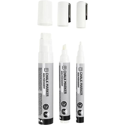 Chalk Markers - White, 3 pcs