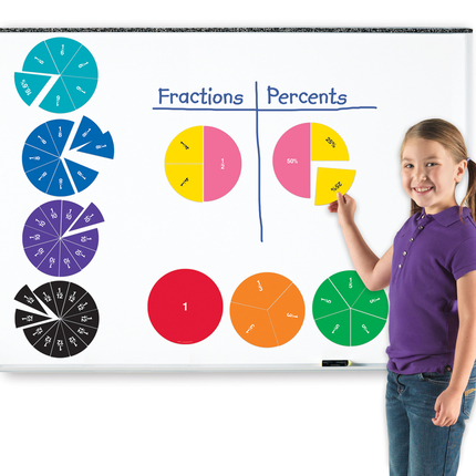 Double-Sided Magnetic Fraction Circles, 51 pcs