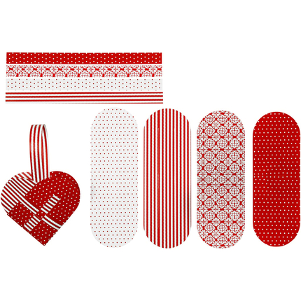 DIY Woven Paper Hearts - Red/White, 8 pcs