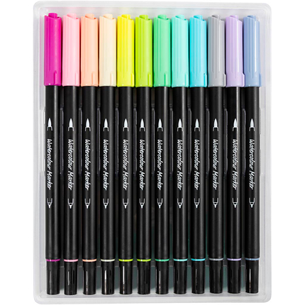 Watercolour Markers - Pastel, 12 pcs