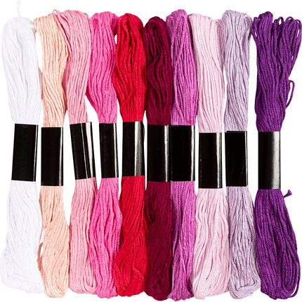 Embroidery Floss - Pink & Purple, 10 x 8 m